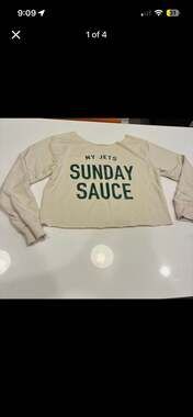Ny Jets Sunday Sauce Long Sleeve Cropped Shirt
